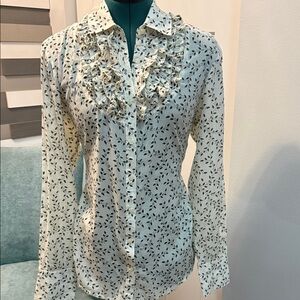 GAP Cream Leaf Print Button Down Shirt